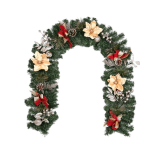 183cm (72 INCH) MAGNOLIA BAUBLE AND FOLIAGE GARLAND WITH BOWS CHAMPAGNE/BURGUNDY