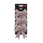 Rose Gold Tinsel Bows - 3 Pack