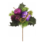 XMAS PARCEL CONE AND GLITTER PICK ON 50cm WOODEN STICK PURPLE X 10pcs