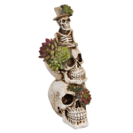 White Resin Stacked Floral Skulls Figurine 30cm