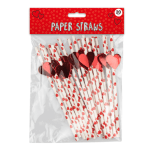 Heart Print Paper Straws 20pk