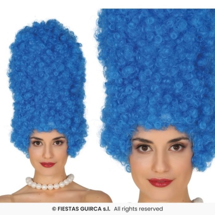 Blue curly wig 40 cm in box